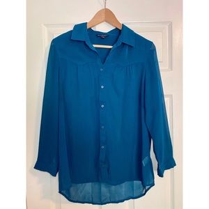 American Eagle Sheer Button Up Blouse